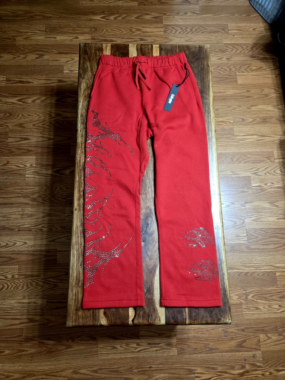 Civil Regime Unisex Red Rhinestone Joggers